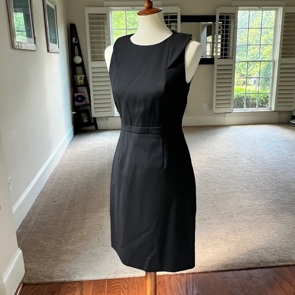 J Crew Women's Dress Suiting Black Size 2 Sleeveless Flutter Cap Sleeve Sheath
